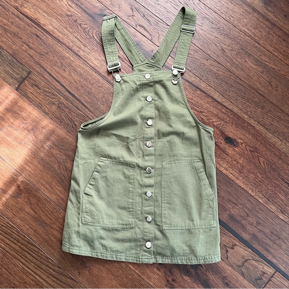 Francesca’s Olive Green Overall Style Dress